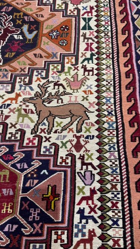 Vintage Handmade Wool Rug Kilim Animal Pattern 79x46” - Picture 6 of 11