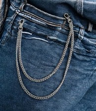 Jeans Pants Wallet Cable Fouble Chain Men Women Goth Biker Punk Metal 16" / 20"