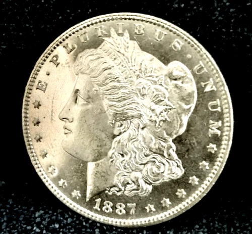 1887 Morgan Dollar MS++ DMPL in Grade White Coin Key Date 100% Original