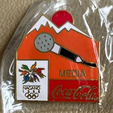 Unopened 1998 Nagano Olympic Winter Games Coca-Cola MEDIA Pin