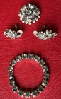 Vintage Costume Jewelry Group of 4 ~ Rhinestone Brooch, Earrings and Bracelet