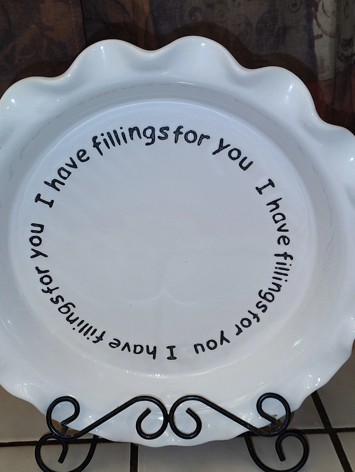 PARINI CERAMIC PIE I HAVE FILLINGS FOR YOU SCALLOPED DISH/PLATE Great Gift dsxmt