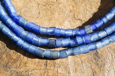LONG 34" Old Rare Dark Russian Blue African Glass Beads 5-6mm (2488C069) Rustic