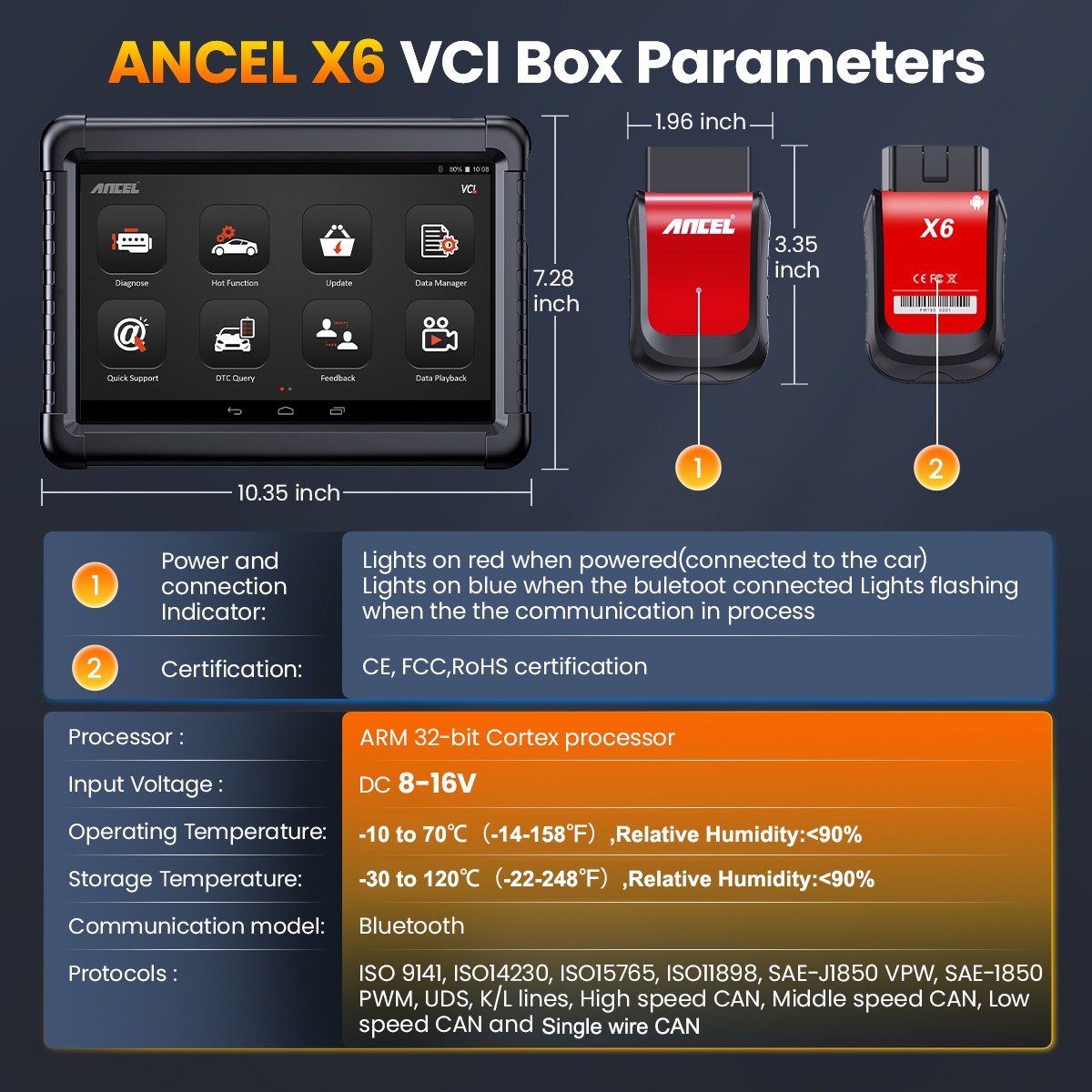 ANCEL X6 Automotive Bi-directional OBD2 Scanner Diagnostic Scan