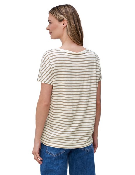 Street One Shirt 38 Dropped Shoulder Streifen Safari Beige Baumwolle-image