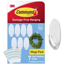 Clear Medium Hooks with Clear Strips Multi Pack of 7 Hooks 10 Adhesive Strips 2.30 per strip