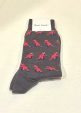 Paul Smith Small 'Dino' Motif Intarsia grey T-Rex Dinosaur Socks