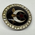 Shriner Round Bolo Tie Pendant, Black Enamel Rhinestone Rim — photo 3