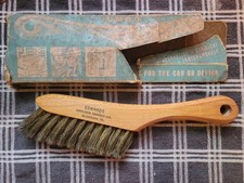 Vtg Jumbo De-linter Wire Wood Brush Clothes Fabric Edwards Allentown Pa W/ Box