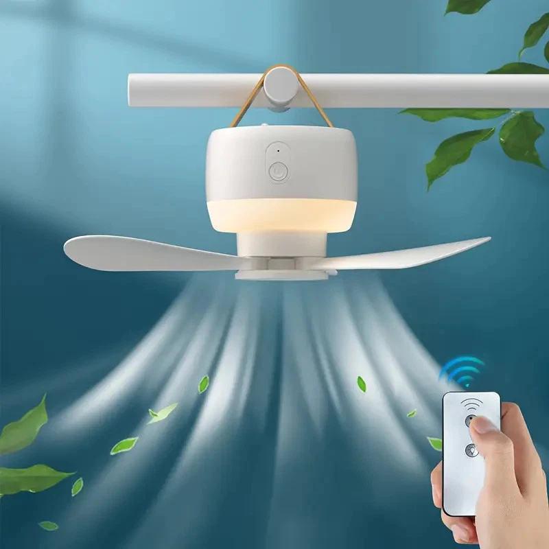 USB-перезаряжаемый вентилятор для кемпинга портативная палатка потолочные вентиляторы пульт дистанционного управления светодиодный свет - Изображение 4 из 4