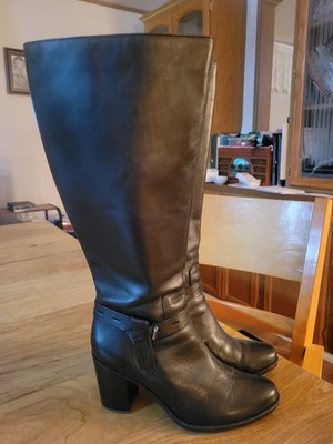Black Leather Wide Calf Side Zip Boot By Naturalizer Sz 9.5 Superior Condition