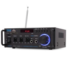 Pyle 200W Bluetooth Compact Power Amplifier - Wireless 2 Channel Audio Black