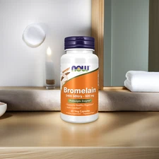 NOW FOODS® Bromelain 2,400 GDU/g - 500 mg 60 Veg Capsules Probiotics/Enzymes