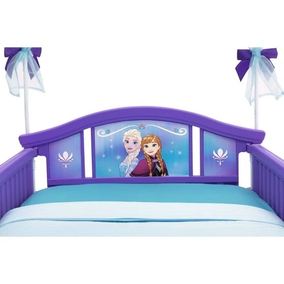 Cama de dossel infantil Frozen princesa Elsa Anna azul roxo quarto de bebê para meninas - Imagem 4 de 4