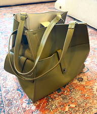 Steve Madden Olive Green Solid Tote Double Ha...