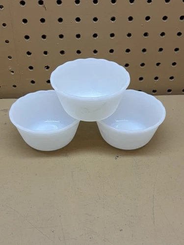 Vtg Lot of 3 Anchor Hocking Fire King Custard Cups Ramekins Oven Proof Made USA