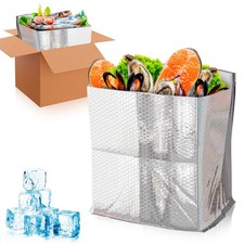 100 Pack Silver Foil Insulated Box Liners 8x8x8 in Leakproof Cold Shipping Boxes