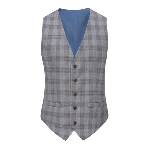 Men's 3-Piece Slim Fit Check Suit - Picture 21 of 25