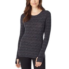 Cuddl Duds NWT Medium Women's Modal Ultra Soft Stretch Base Crew Top Purple Geo