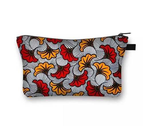 African Print Cosmetic Makeup Travel Tote Canvas Case Storage Zip Bag - Picture 21 of 22