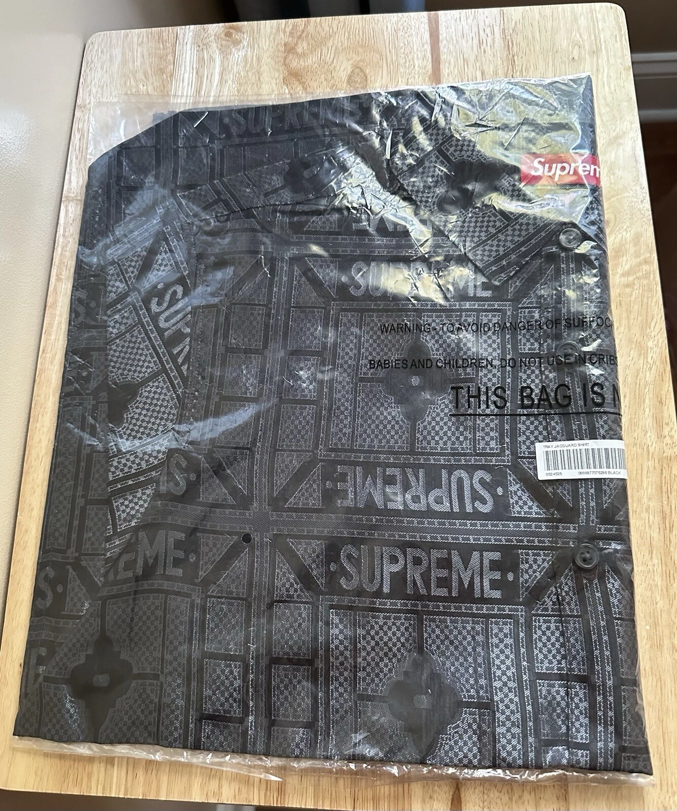 Chemise Supreme Tray Jacquard S/S noire grande taille NEUVE