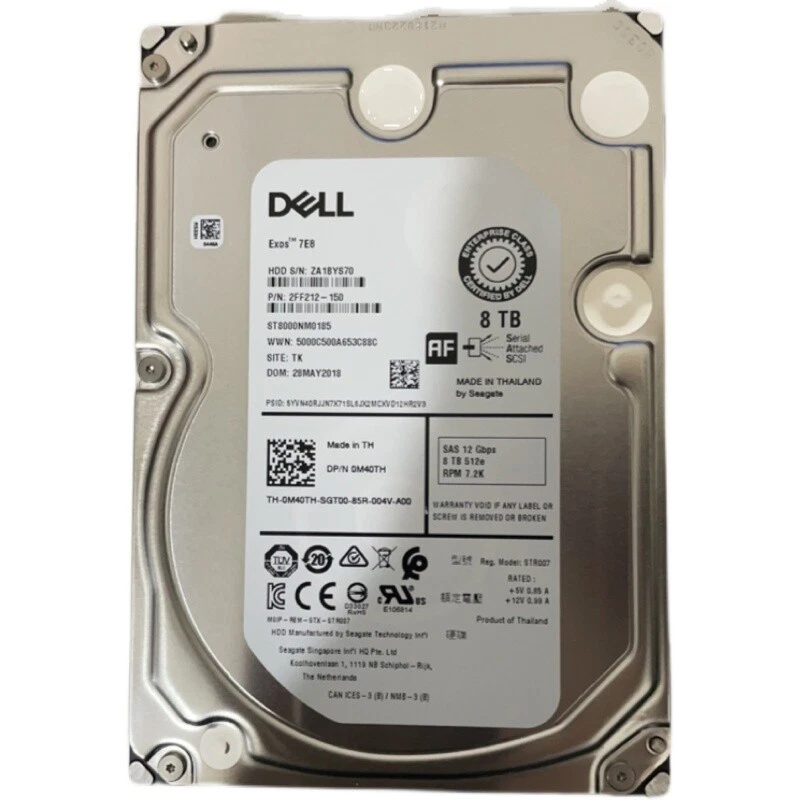 For DELL 0M40TH ST8000NM0185 8TB 512e SAS 7200RPM 256MB 12Gb/s 3.5 Hard Drive - Image 2 of 3