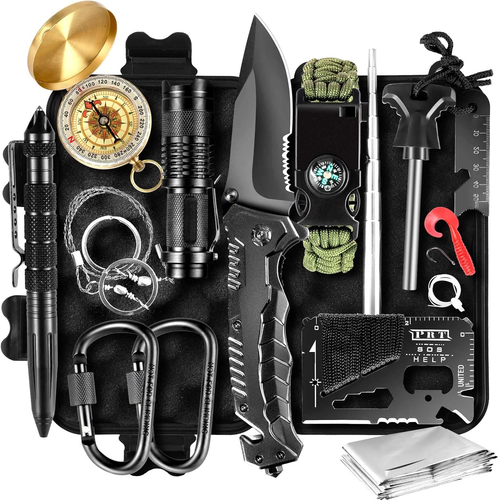 Kit Sopravvivenza 14 in 1 Campeggio Accessori Di Emergenza, Regali per Uomini, P - Foto 12 di 12