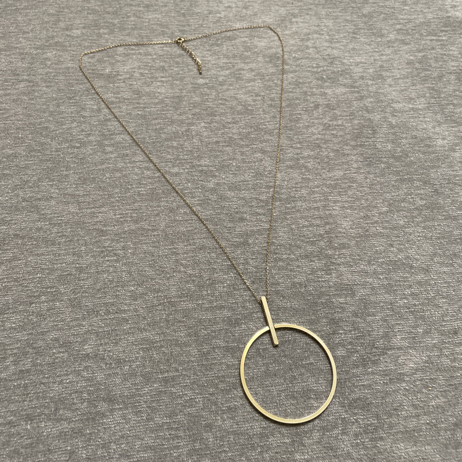 Simple Large matte gold tone openwork pendant lar… - image 1