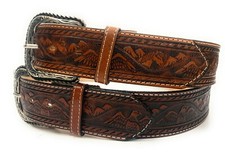 2" WESTERN STYLE EAGLE LEATHER BELT. COWBOY TOOLED LEATHER BELT EAGLE EMBOSSED
