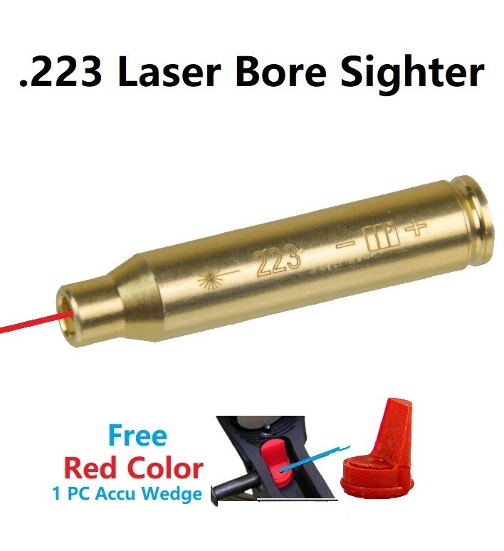 .223 5.56 Red Laser Chamber Bore Sighter, Battery, Brass, Free Accu Red
