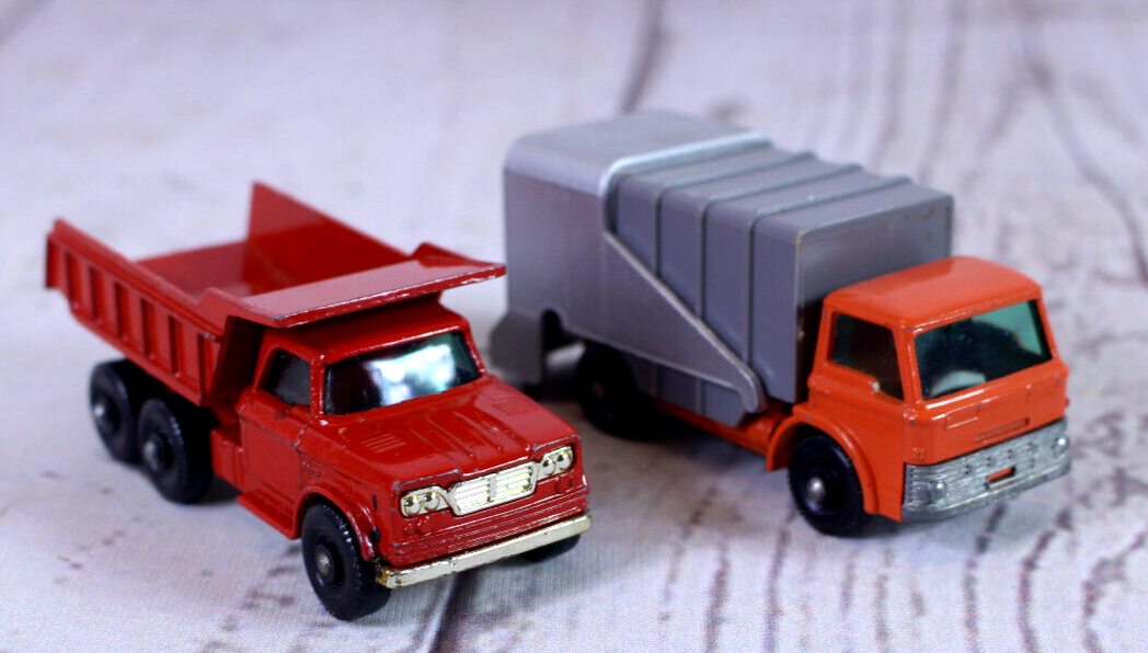 Vintage Matchbox Lesney No.48 Dodge Dumper Truck & No. 7 Ford Refuse Truck
