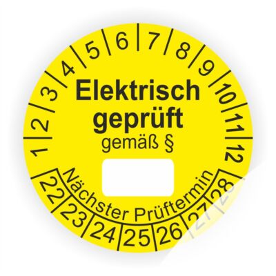 E-Prüfung Prüfplaketten VDE Ø 30mm E Check Prüfzeichen Plaketten Jahre E-PRÜFUNG