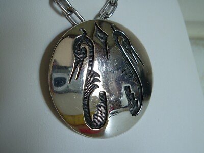 PRESTON MONONGYE HOPI STERLING SILVER NECKLACE BROOCH 1950's FIRST