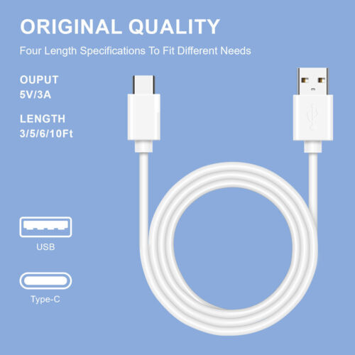 Fast Charge Cable USB A to C Cord For Samsung Galaxy S24 S23 S22 S21 A55 A53 5G - Photo 11 sur 17