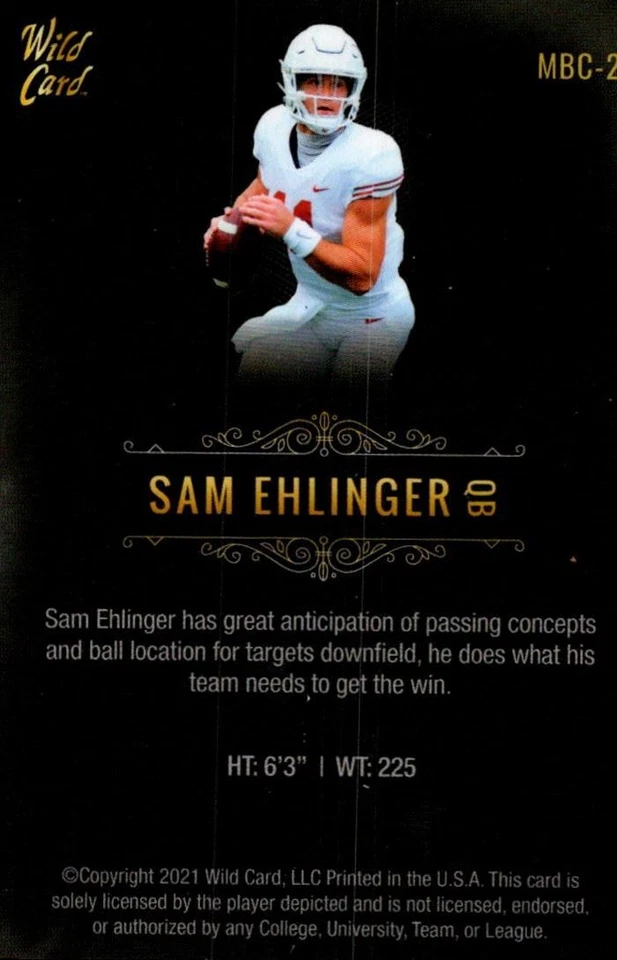 2021 Wild Card Matte Sam Ehlinger Texas Longhorns #MBC24 - Image 2 of 2