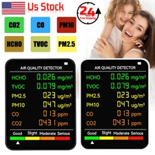 6in1 Air Quality Monitor CO PM2.5 TVOC HCHO Detector Carbon Dioxide Exceed Alarm