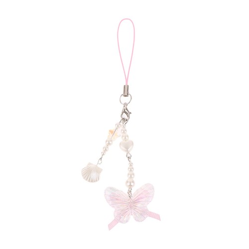 Peach Bowknot Phone Chain Shell Heart Earphone Case Pendant Lanyard Bag Decor - Zdjęcie 5 z 16
