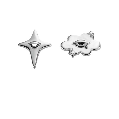 Sternwolke Silber 925 Sterling Statement Mini Ohrringe Y2K Classic Gothic Punk