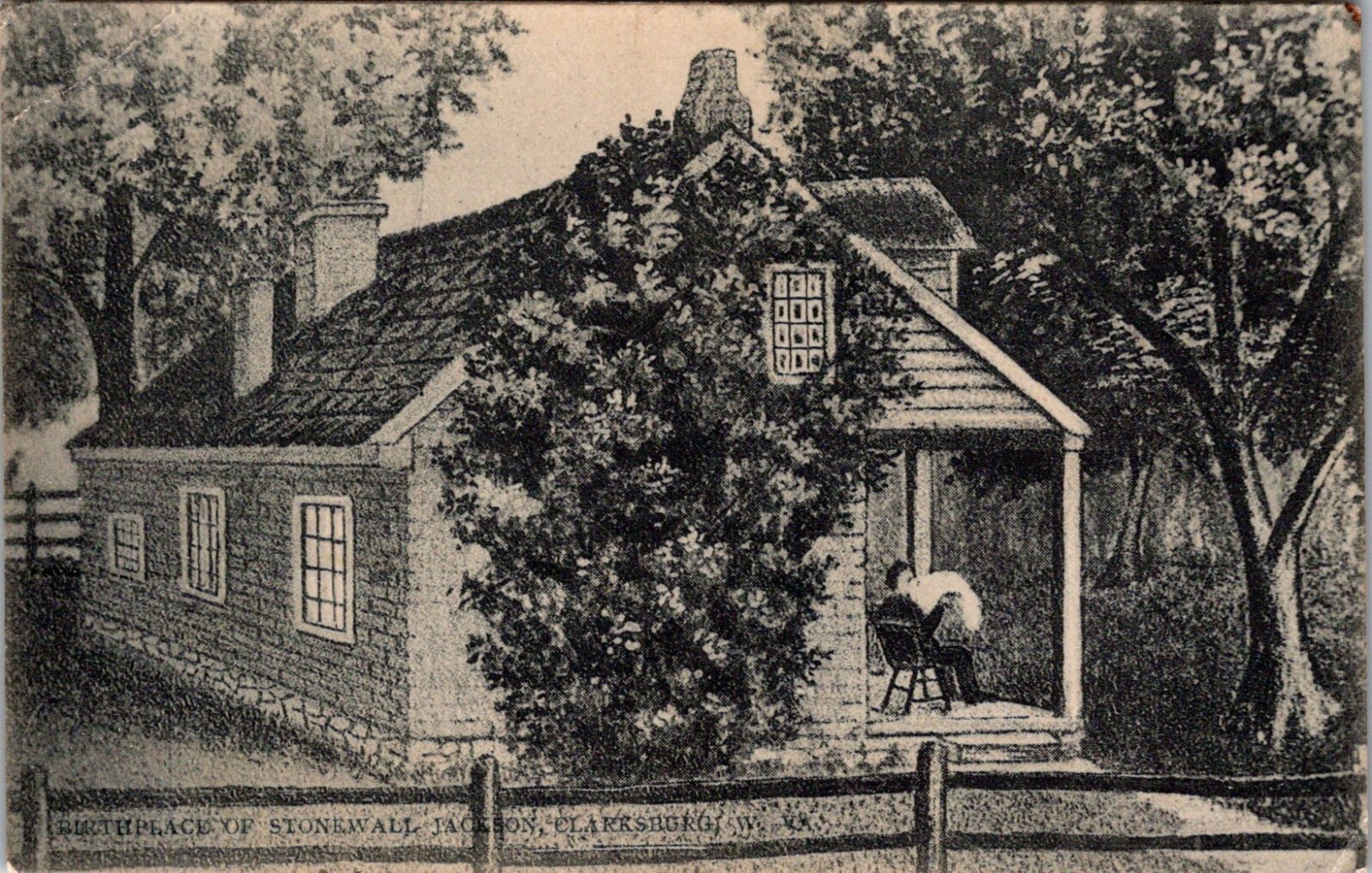 Clarksburg West Virginia Postcard Birthplace of Stonewall Jackson 1908