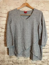 Toofan Lagenlook Top Womens Medium Gray Boxy Lagom Asymmetric Hem Art To Wear