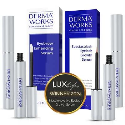 DERMAWORKS Eyelash Growth & Eyebrow Growth Serum Set Longer Lashes Thicker Brows