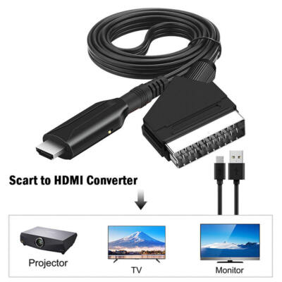 SCART to HDMI Converter Cable 1080P/720P Compact Audio Video Adapter Cord 1M