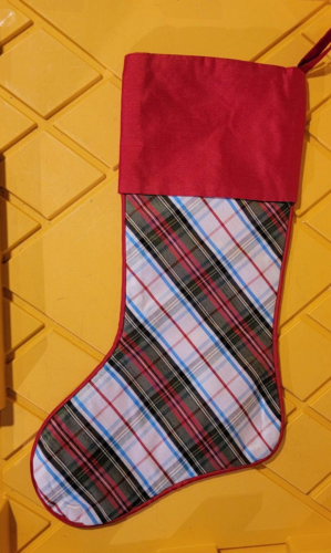 Sunset & Co High End Stewart Plaid Christmas Stocking  NICE--Both sides the same - Picture 1 of 3