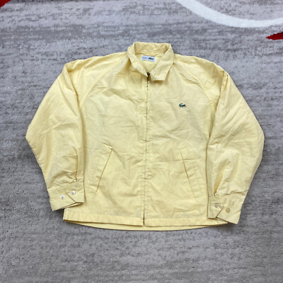 VTG Lacoste Bomber Jacket Medium Yellow Crocodile Full Zip Chemise Preppy Mens
