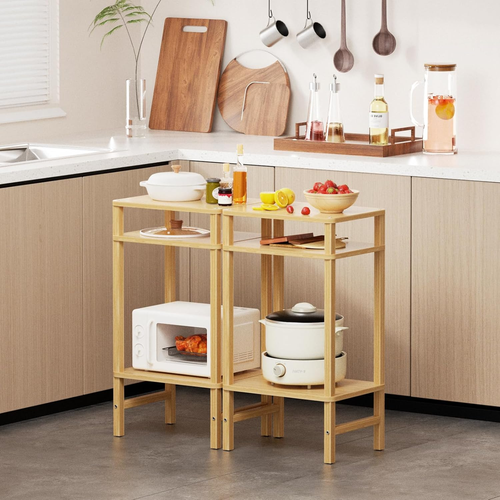 28in Tall Bamboo Side Table 3-Tier Small Narrow End Table, Skinny Nightstand, - Picture 8 of 12