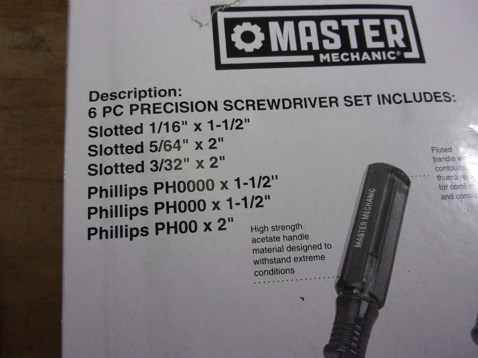 NUEVO MASTER MECHANIC 6 piezas. JUEGO DE DESTORNILLADORES DE PRECISIÓN # 103537 Foto 3 de 3