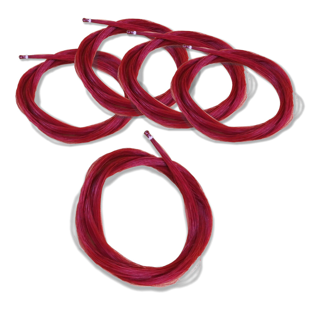 5 Hank Red 80 - 85cm for Bows Mongolia Stallion Horse Tail Bow Hair