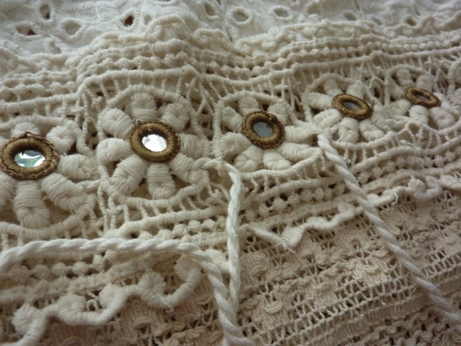 OFF WHITE ABITO GUADALUPE DESIGN SAVANA OCCHIELLO RICAMATO BIANCO SPORCO S