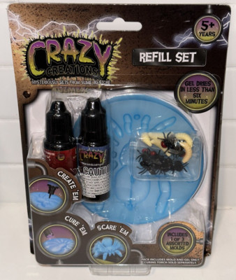 Crazy Creations Refill Set Kit Mold Gel Toy Scare Bug Worm Insect Slime 5+ Years