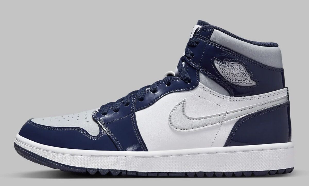 Nike Air Jordan 1 High Men Golf Shoes Navy Blue White DQ0660 Nike Air Jordan 1 High Men Golf Shoes Navy Blue White DQ0660